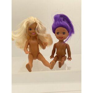 Collectible Mattel Chelsea Dolls Blonde & Purple Hair 2 Pc Set